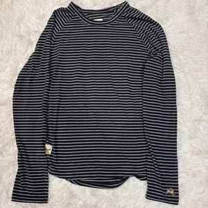 Tracksmith Horizon Long Sleeve Grey & Black Stripe